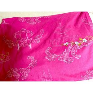 Vintage Disney Princess twin fitted sheet Kids Pink EUC Castle Carriage Fountain